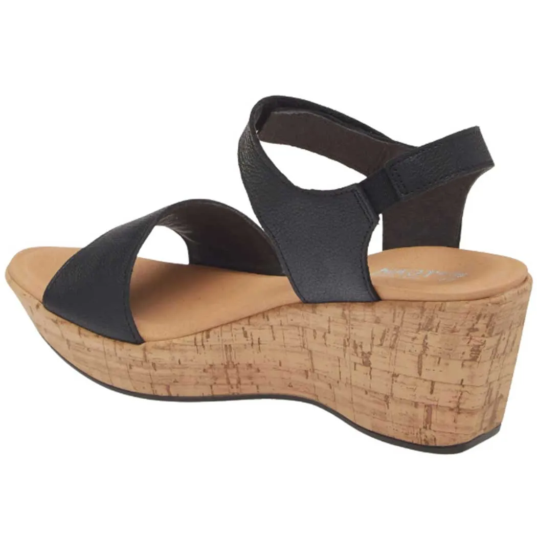 Naot Summer Wedge Sandal Soft Black Leather (Women's)