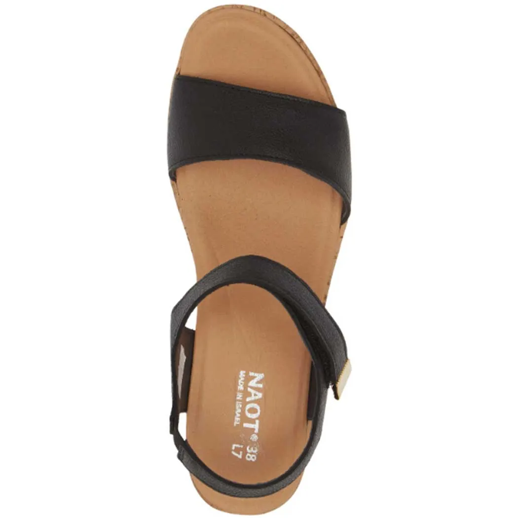 Naot Summer Wedge Sandal Soft Black Leather (Women's)