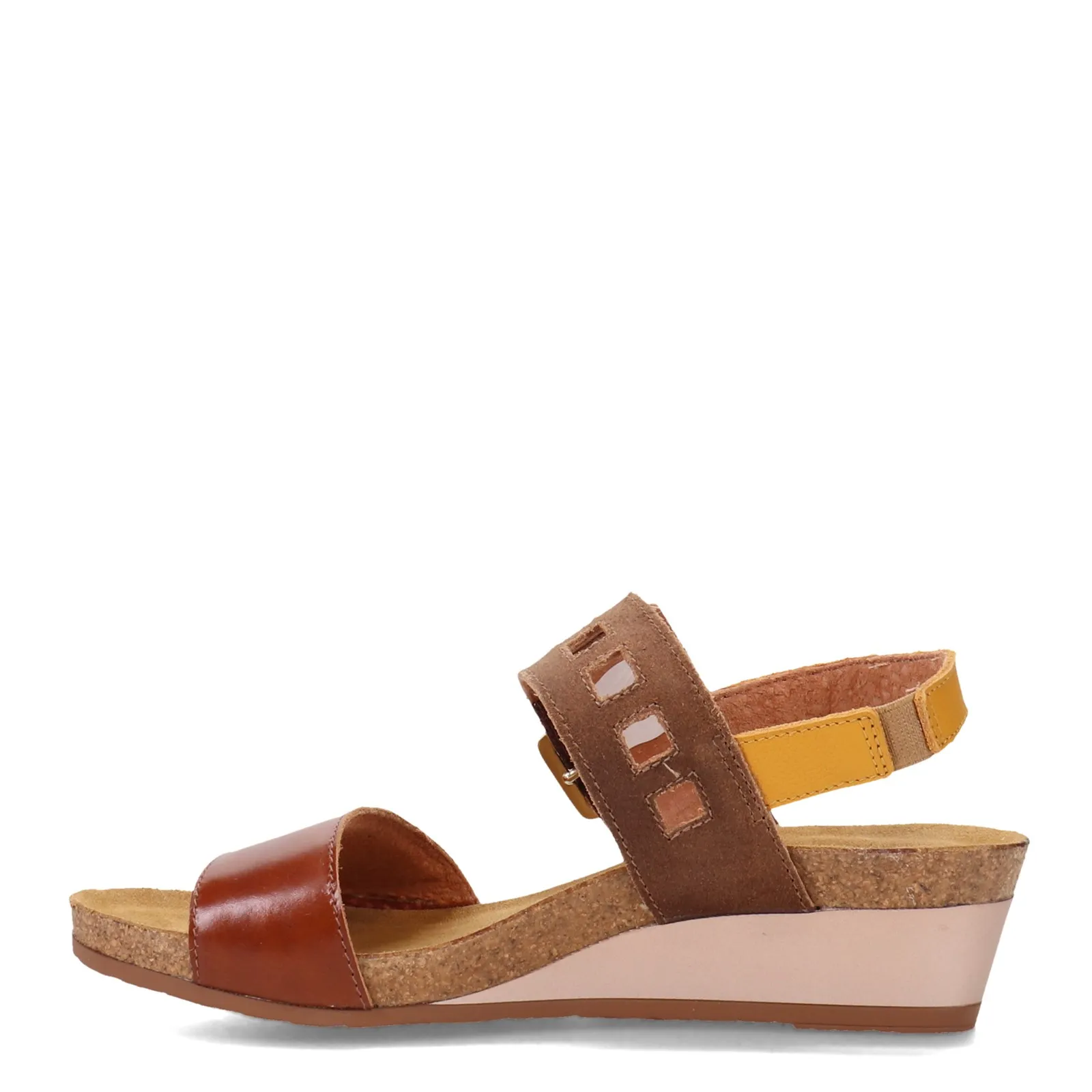 Naot Womens Dynasty Dressy Wedge Sandal- Brown Marigold Leather