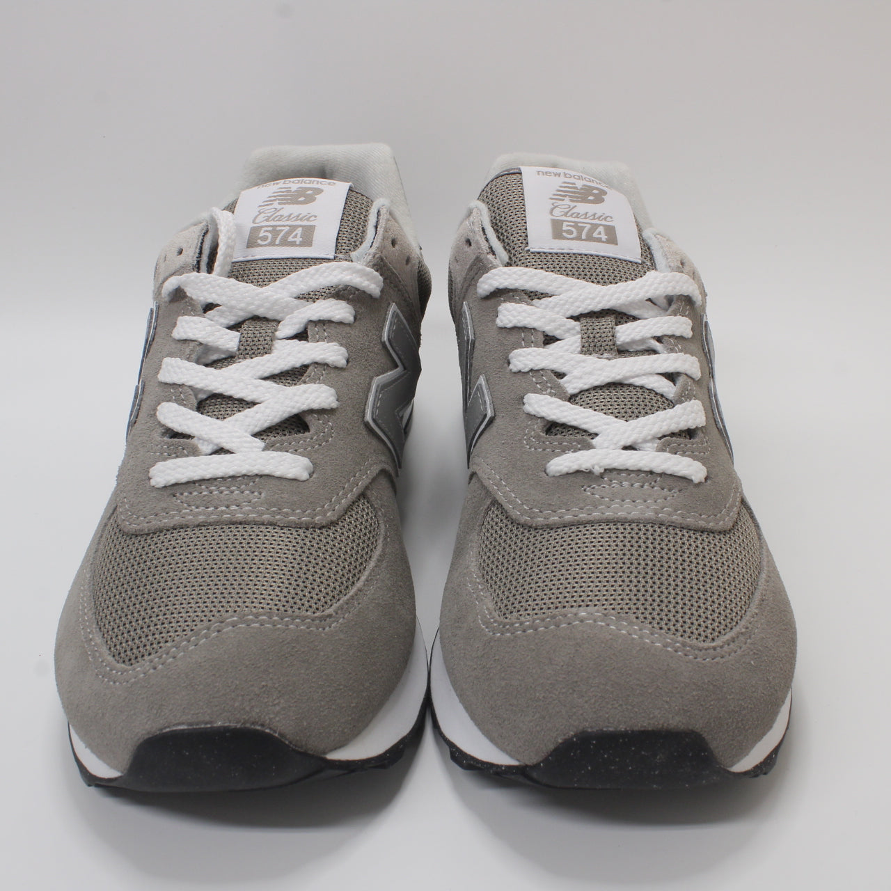 New Balance 574 Grey White Green Leaf Trainers