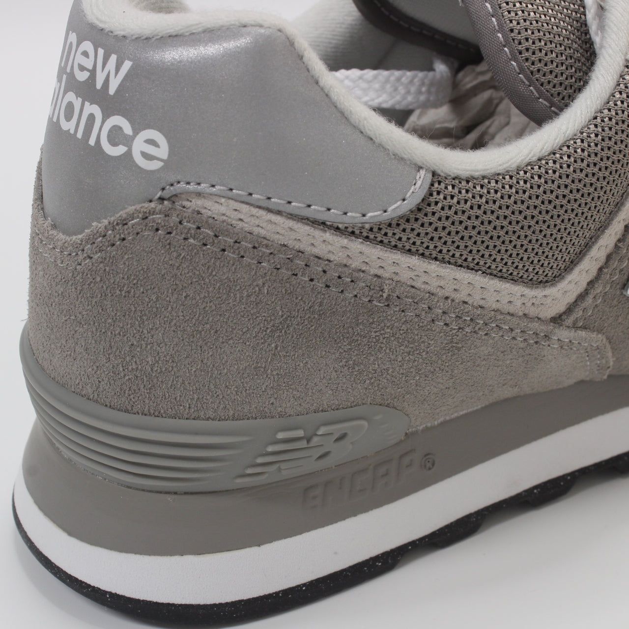 New Balance 574 Grey White Green Leaf Trainers