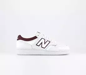 New Balance BB480 White Burgundy Trainers