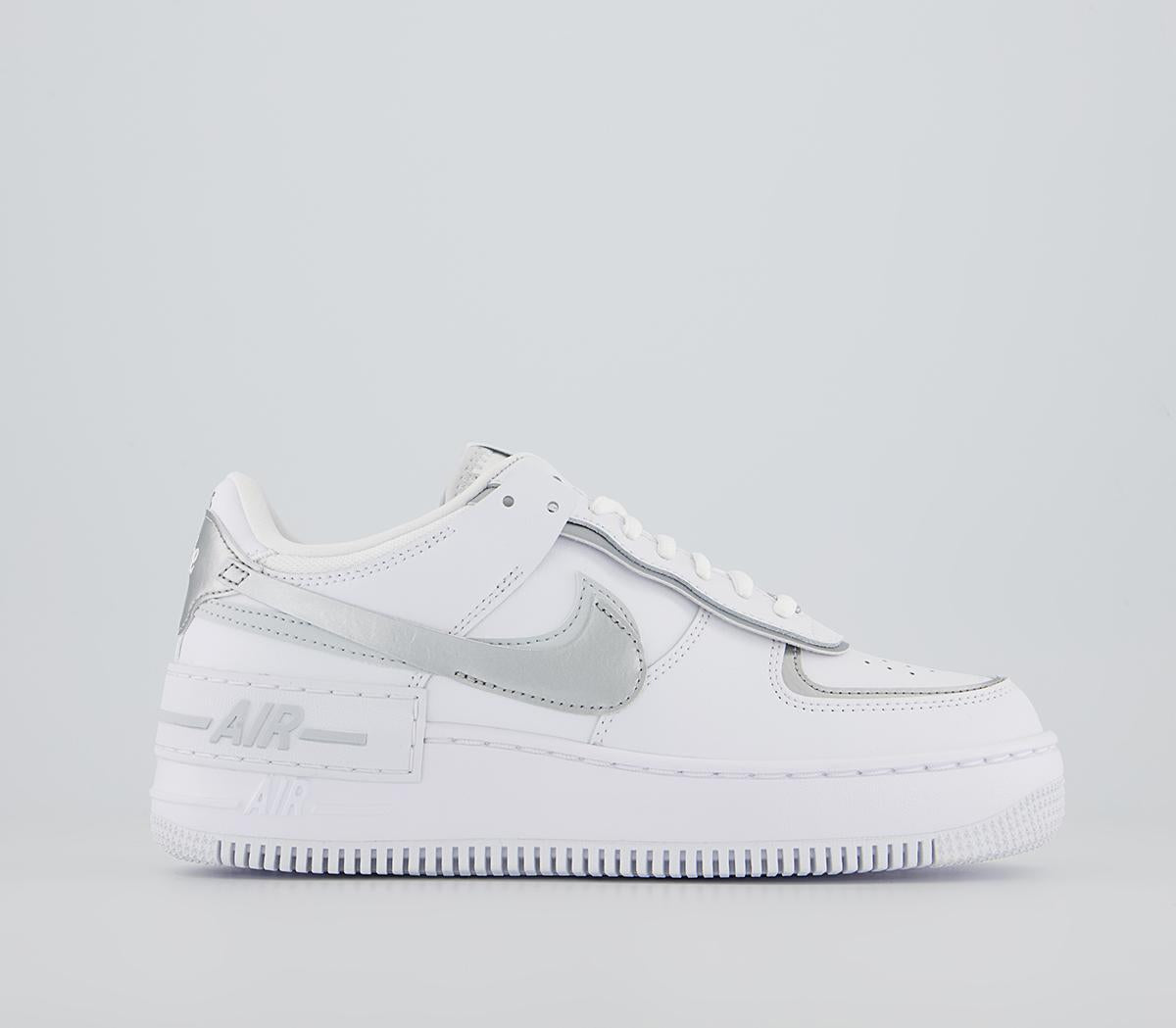 Nike Air Force 1 Shadow White Metallic Silver Pure Platinum Uk Size 6