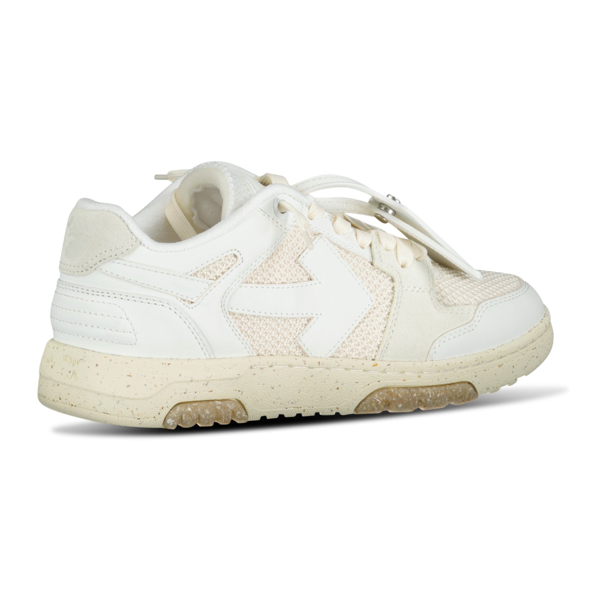 OFF-WHITE OUT OF OFFICE CALF LEATHER & MESH TRAINER WHITE & CREAM