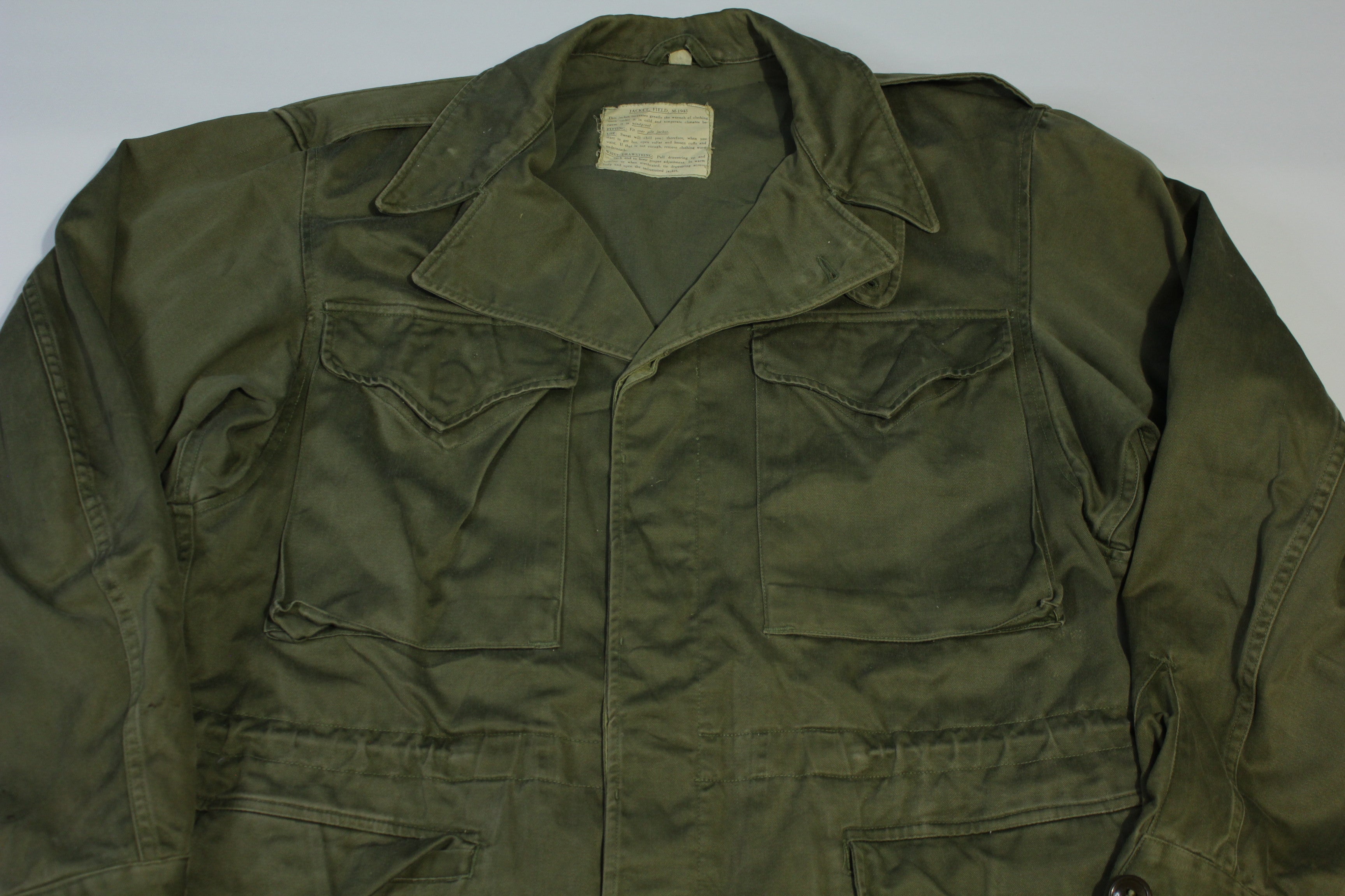 Original WWII US ARMY M-1943 M43 Combat Big Pocket Field Jacket 38R