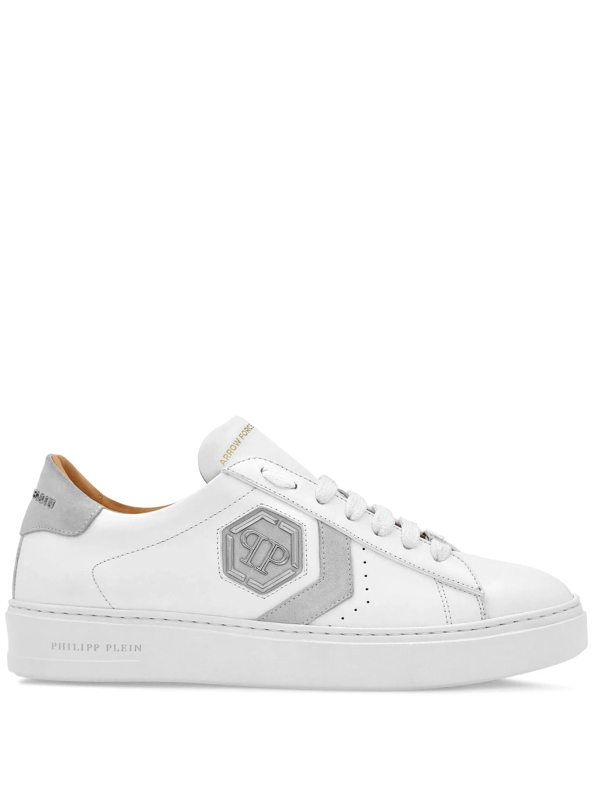 PHILIPP PLEIN Low-Top Leather Arrow Force Sneakers In White