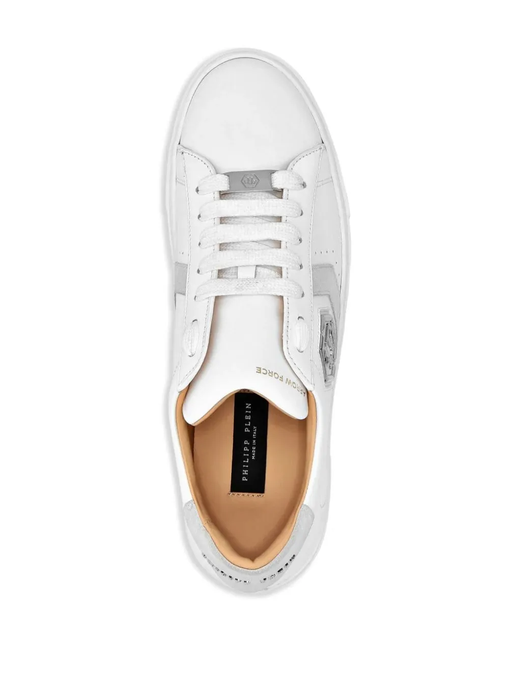 PHILIPP PLEIN Low-Top Leather Arrow Force Sneakers In White