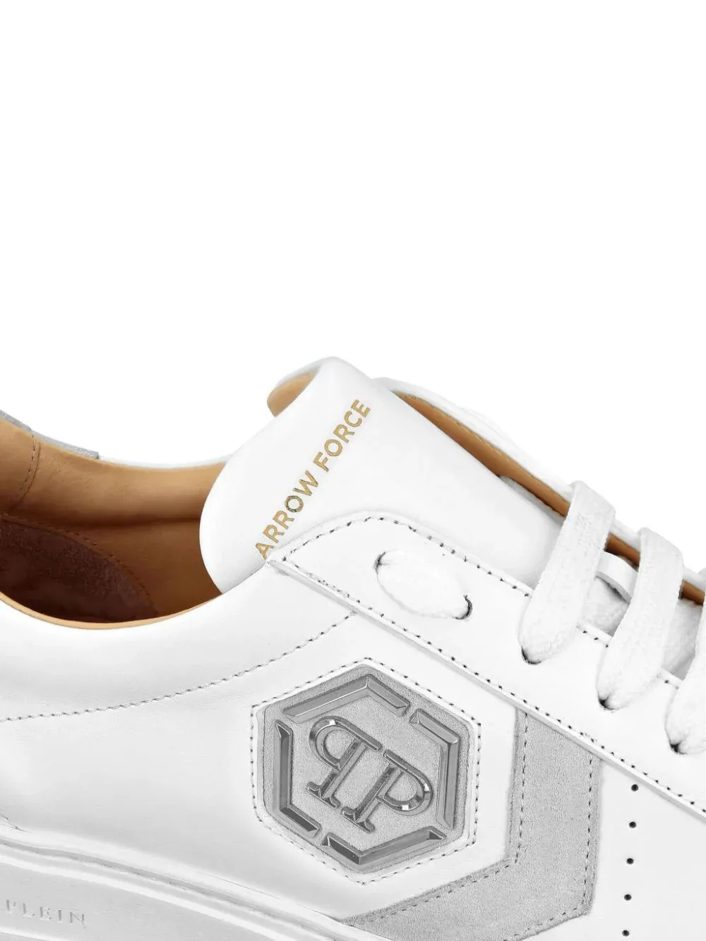 PHILIPP PLEIN Low-Top Leather Arrow Force Sneakers In White