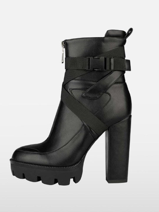 Platform Round Toe High Heel Ankle Boots