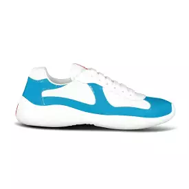 PRADA AMERICAS CUP MESH TRAINERS PATENT BLUE