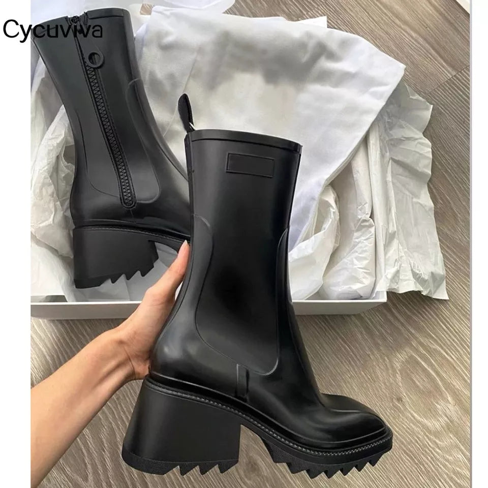 Pvc Zip Ankle Boots