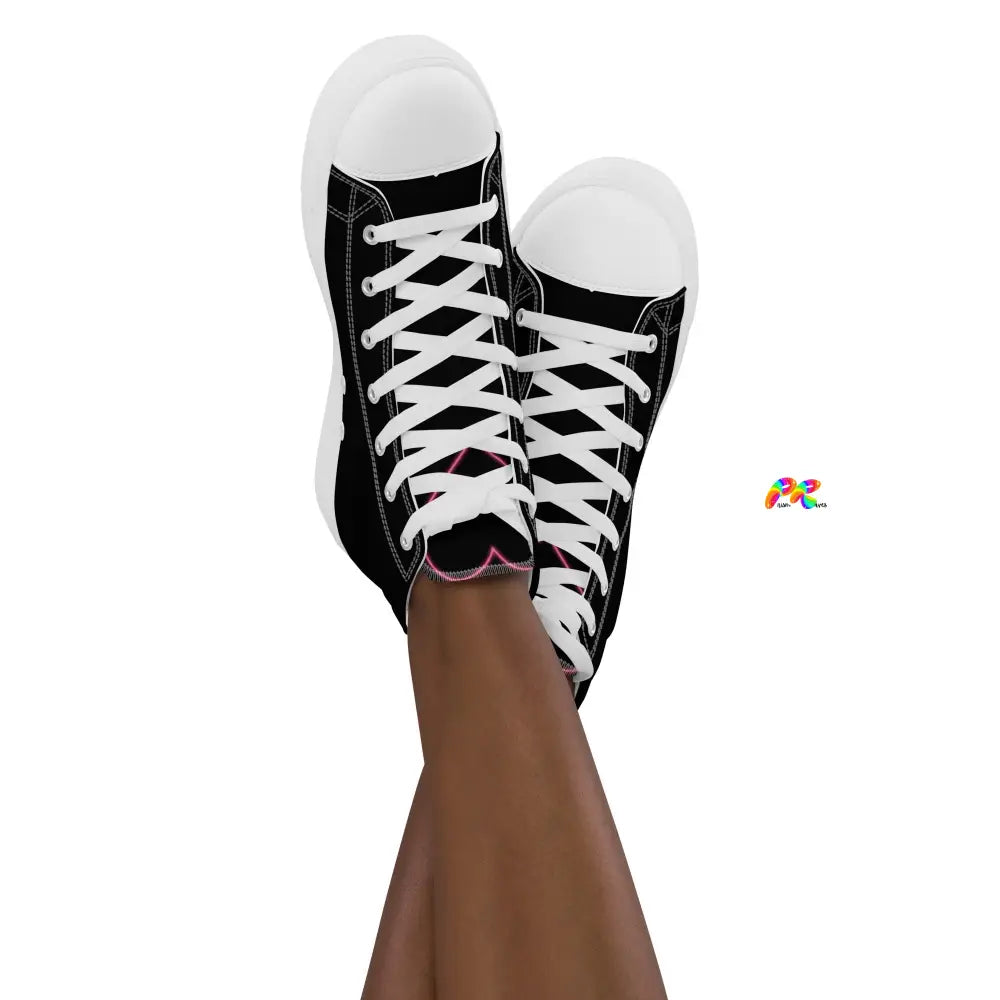 Rainbow Love with a Heart High Top Canvas Shoes