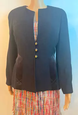 Rare Vintage Chanel 94P, 1994 Spring Runway Black Jacket Blazer FR 42 US 6/8