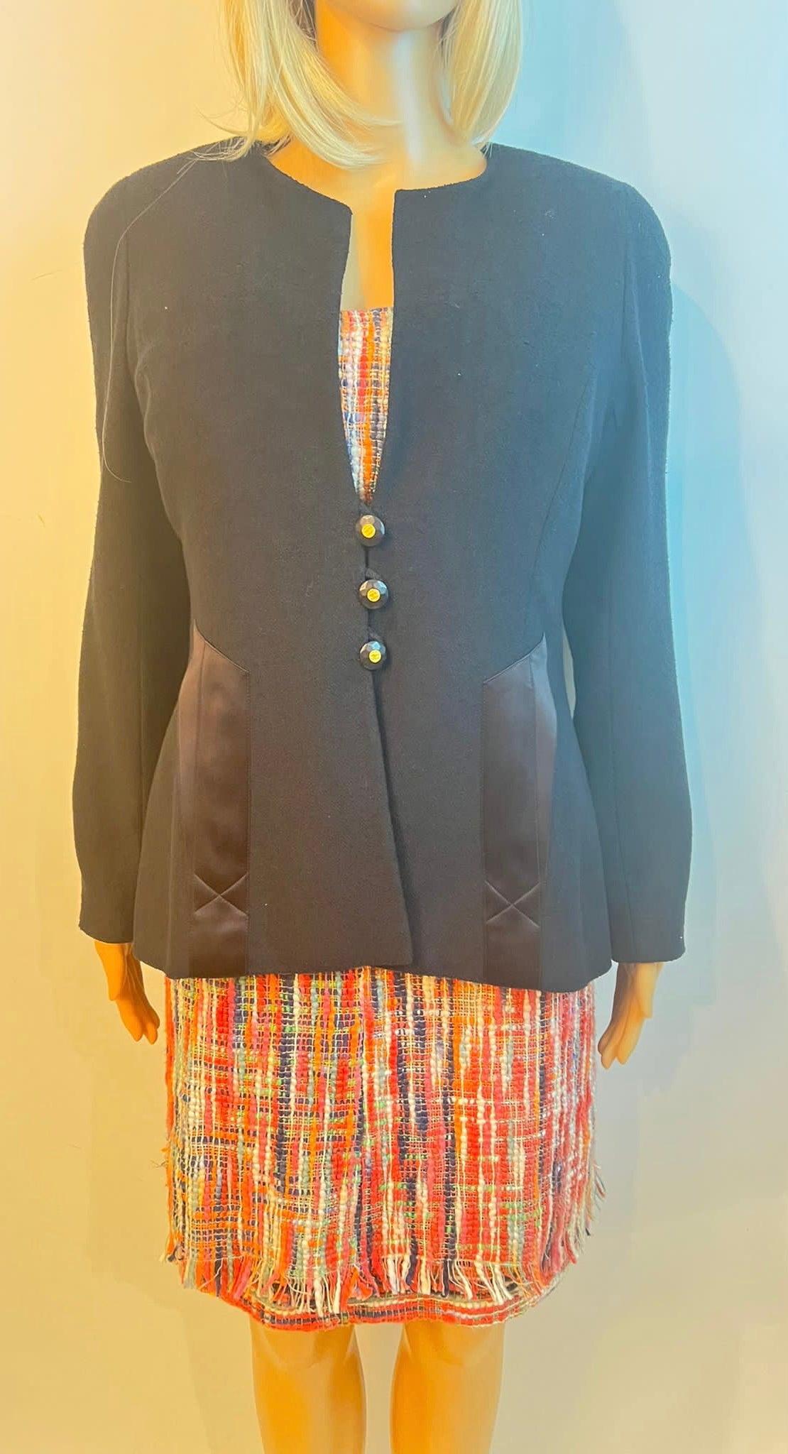 Rare Vintage Chanel 94P, 1994 Spring Runway Black Jacket Blazer FR 42 US 6/8