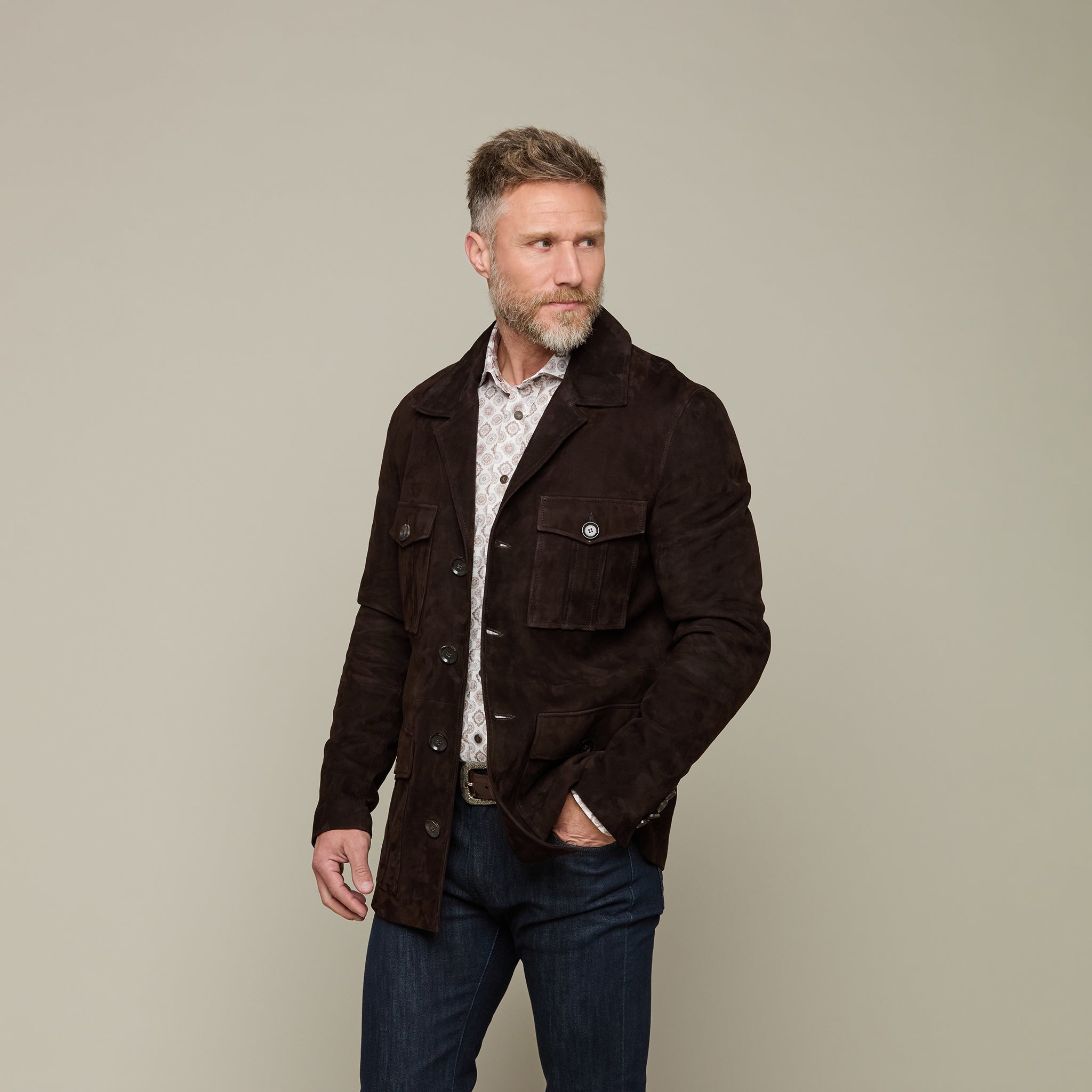 Safari Suede Jacket :: Chocolate