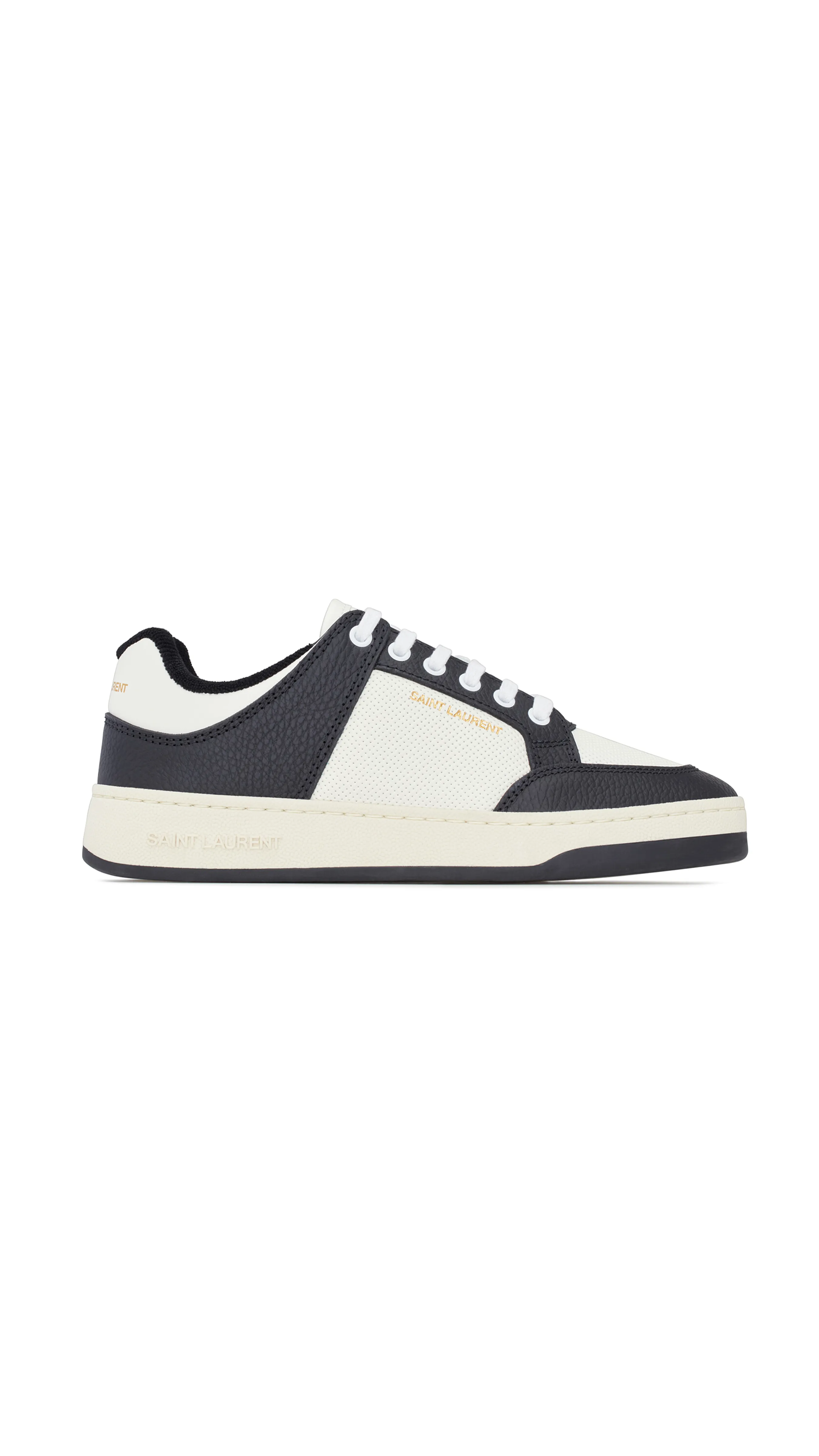 SL/61 Low-top Sneakers in Smooth and Grained Leather - Black/White