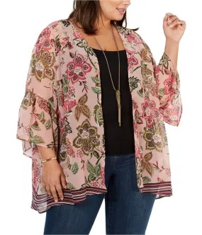 Style & Co. Womens Floral Kimono Jacket