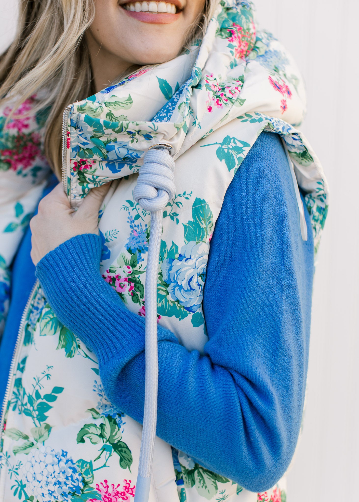 The Blue Floral Puffer Vest