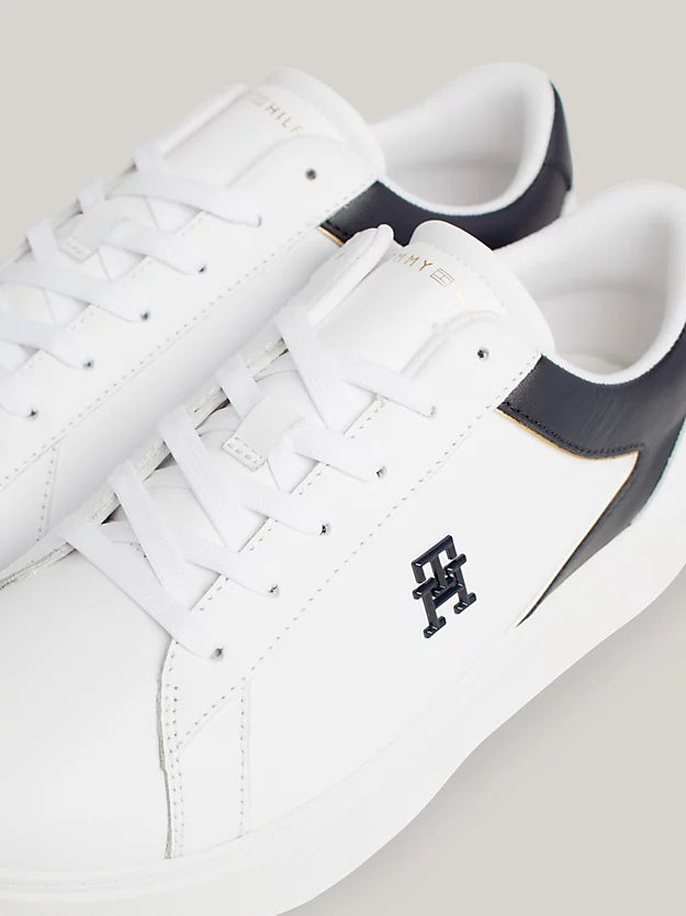 TOMMY HILFIGER Leather Platform Trainer White/Navy