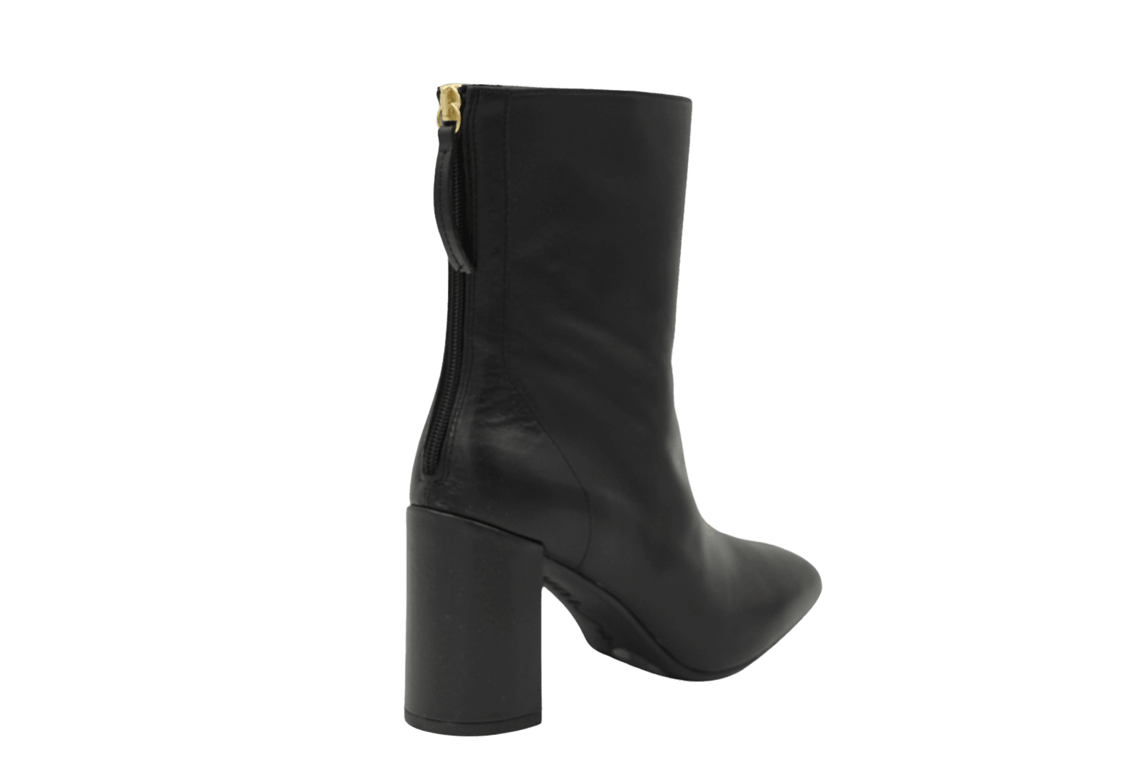 UNISA Black Leather Block Heel Ankle Boot UNITY