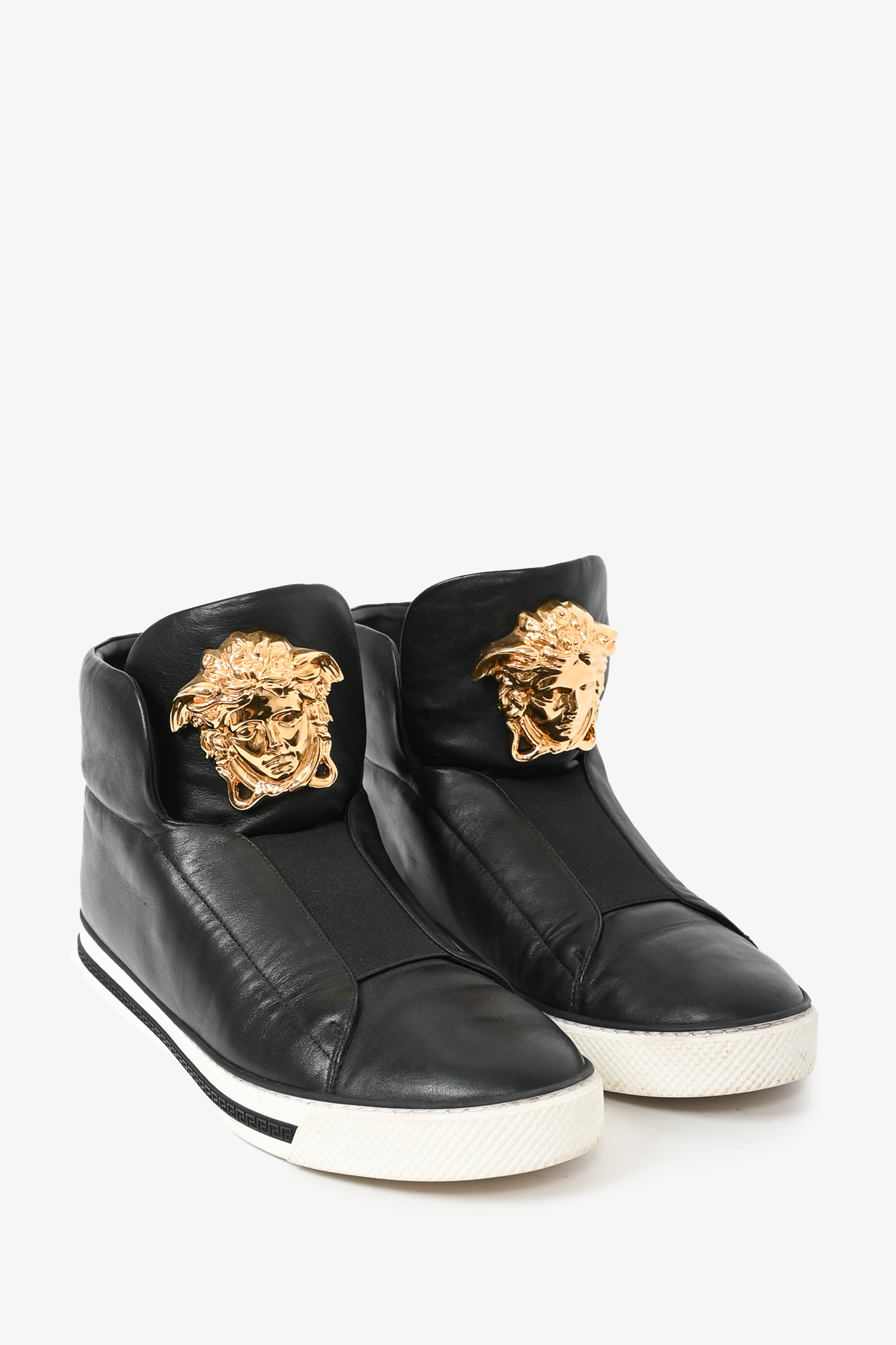 Versace Black Leather Medusa High Top Sneakers Size 43