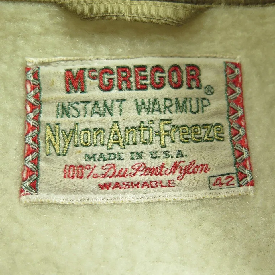 Vintage 50s McGregor Anti Freeze Jacket Men 42 Instant Warm Up DuPont Shell