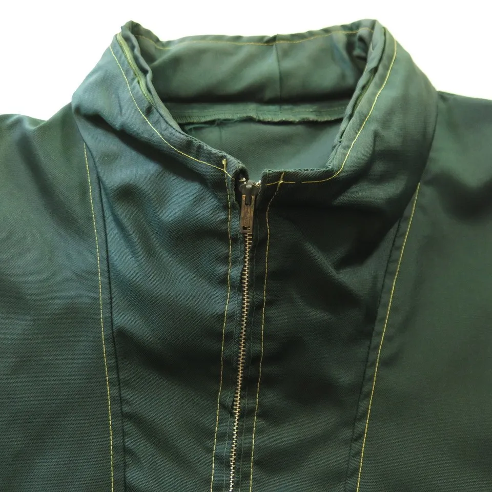 Vintage 60s Thick Nylon Shell Jacket Mens L Green USA Made Talon Zip