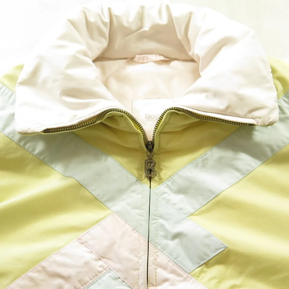 Vintage 80s Bogner Ski Jacket Womens L Retro Puffy Snowboard Pastel Yellow