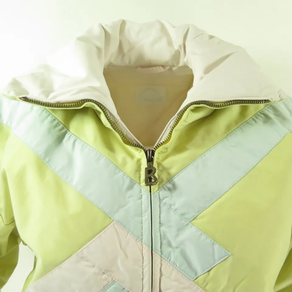 Vintage 80s Bogner Ski Jacket Womens L Retro Puffy Snowboard Pastel Yellow