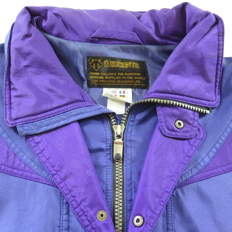 Vintage 80s Descente Ski Jacket XL Purple Retro Insulated Japan Made