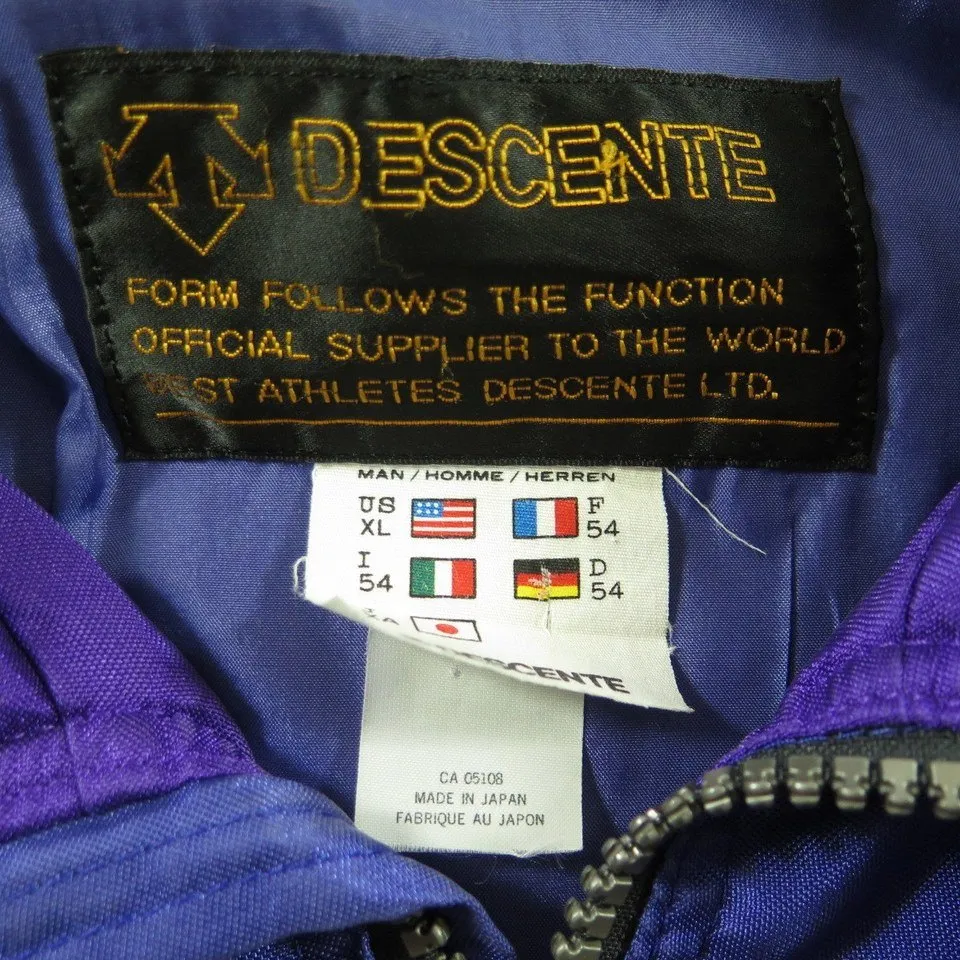 Vintage 80s Descente Ski Jacket XL Purple Retro Insulated Japan Made