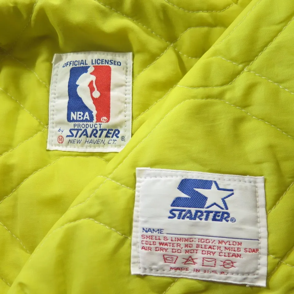 Vintage 90s Denver Nuggets Jacket Starter Satin Rainbow Logo Basketball NBA M