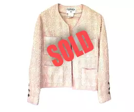 Vintage Chanel 96P 1996 Spring Pink and Creme Jacket FR 48 US 12/14