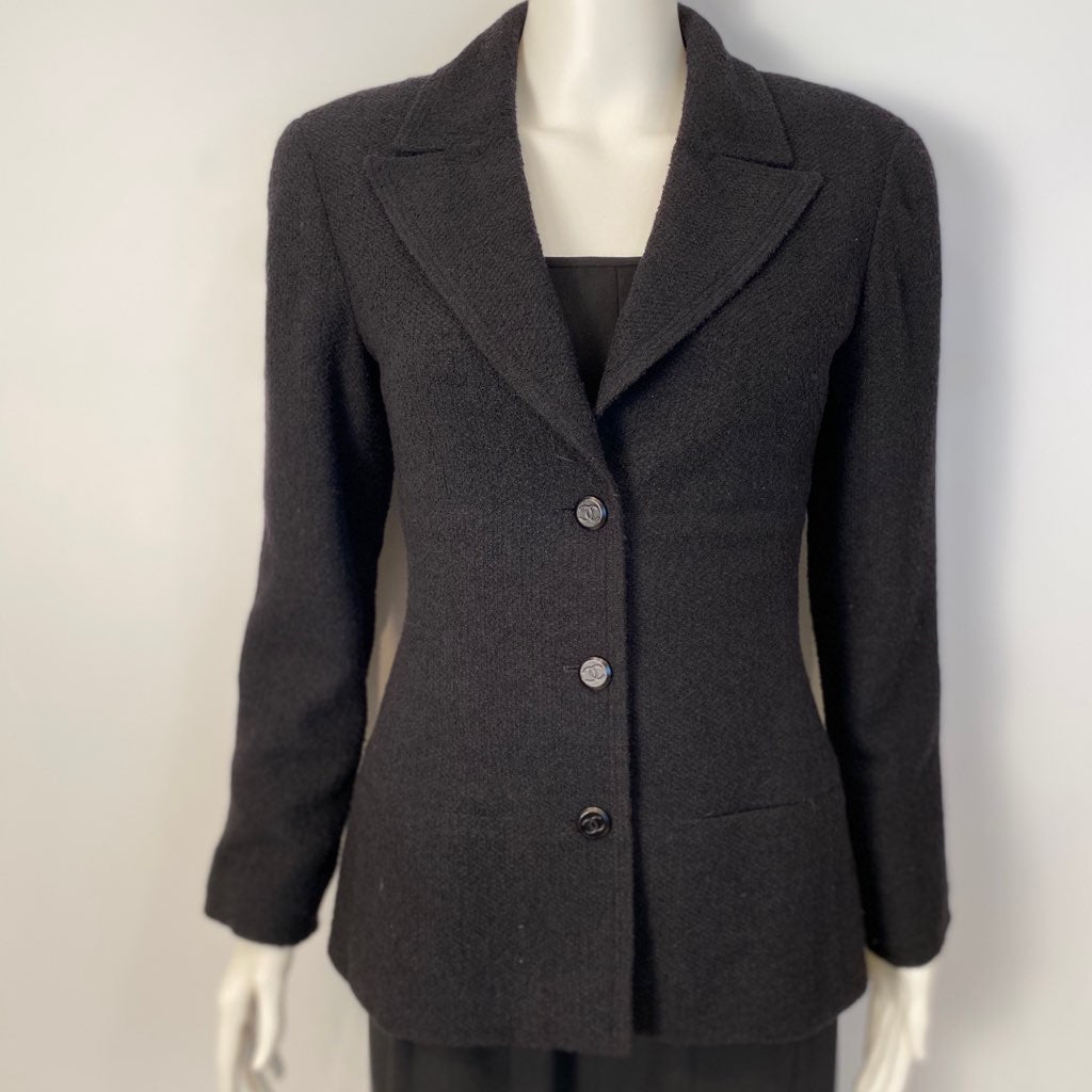 Vintage Chanel 98A, 1998 Fall Black Jacket Blazer FR 38 US 4