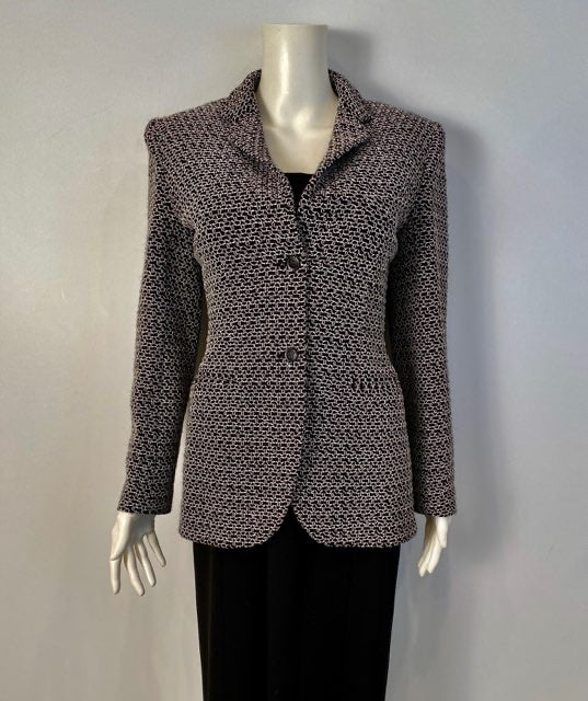 Vintage Chanel 98P, 1998 Spring black white blazer jacket FR 38 US 4