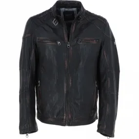 Vintage Wash Leather Biker Jacket Black: Lent 2