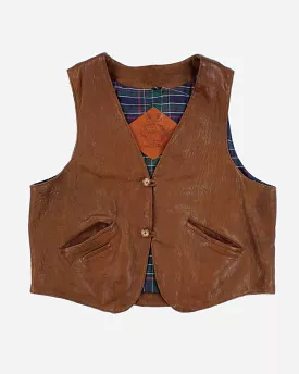 Vintage Willis & Geiger Brown Leather Hunting Vest - L