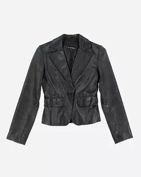 Vintage Woman's Le Chateau Leather Blazer - XXS