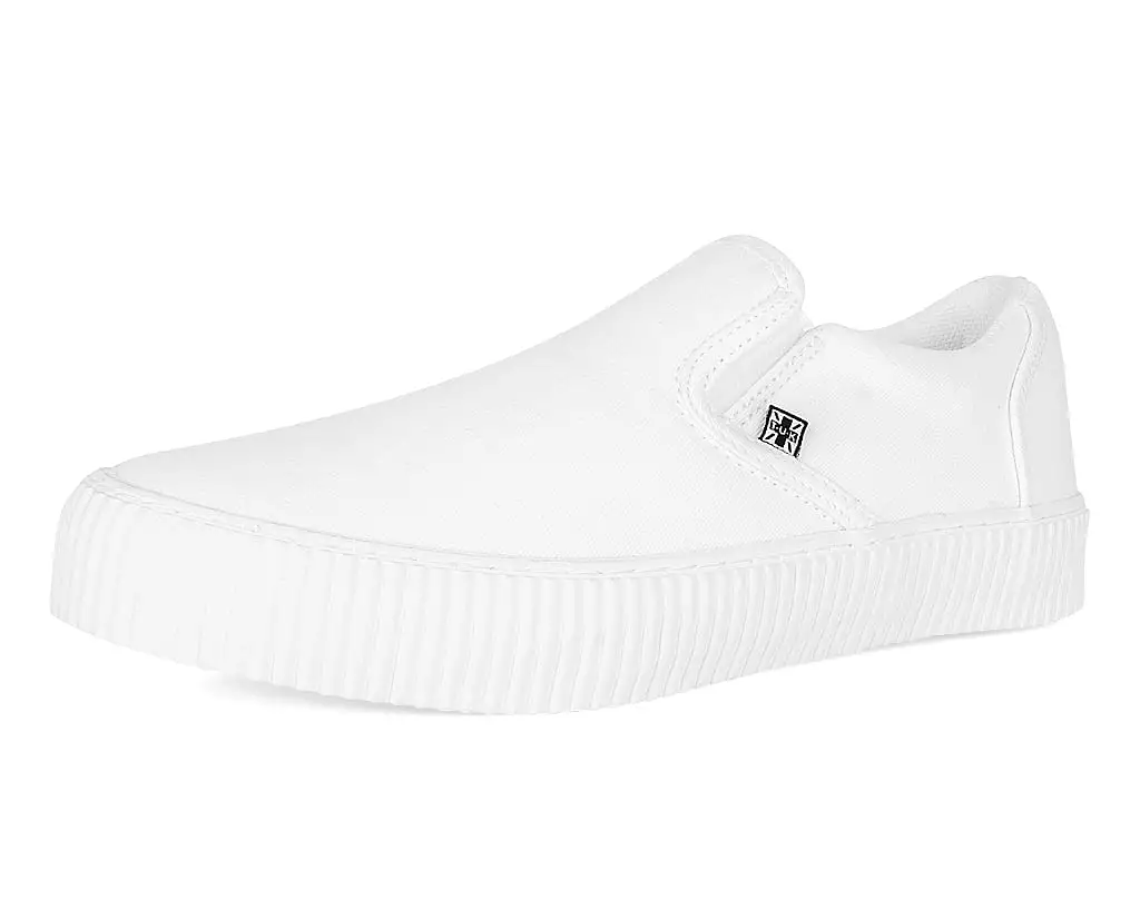 White Twill Slip-On Creeper Sneaker