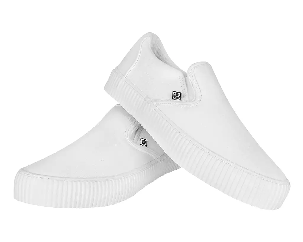 White Twill Slip-On Creeper Sneaker