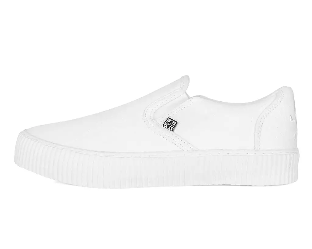 White Twill Slip-On Creeper Sneaker