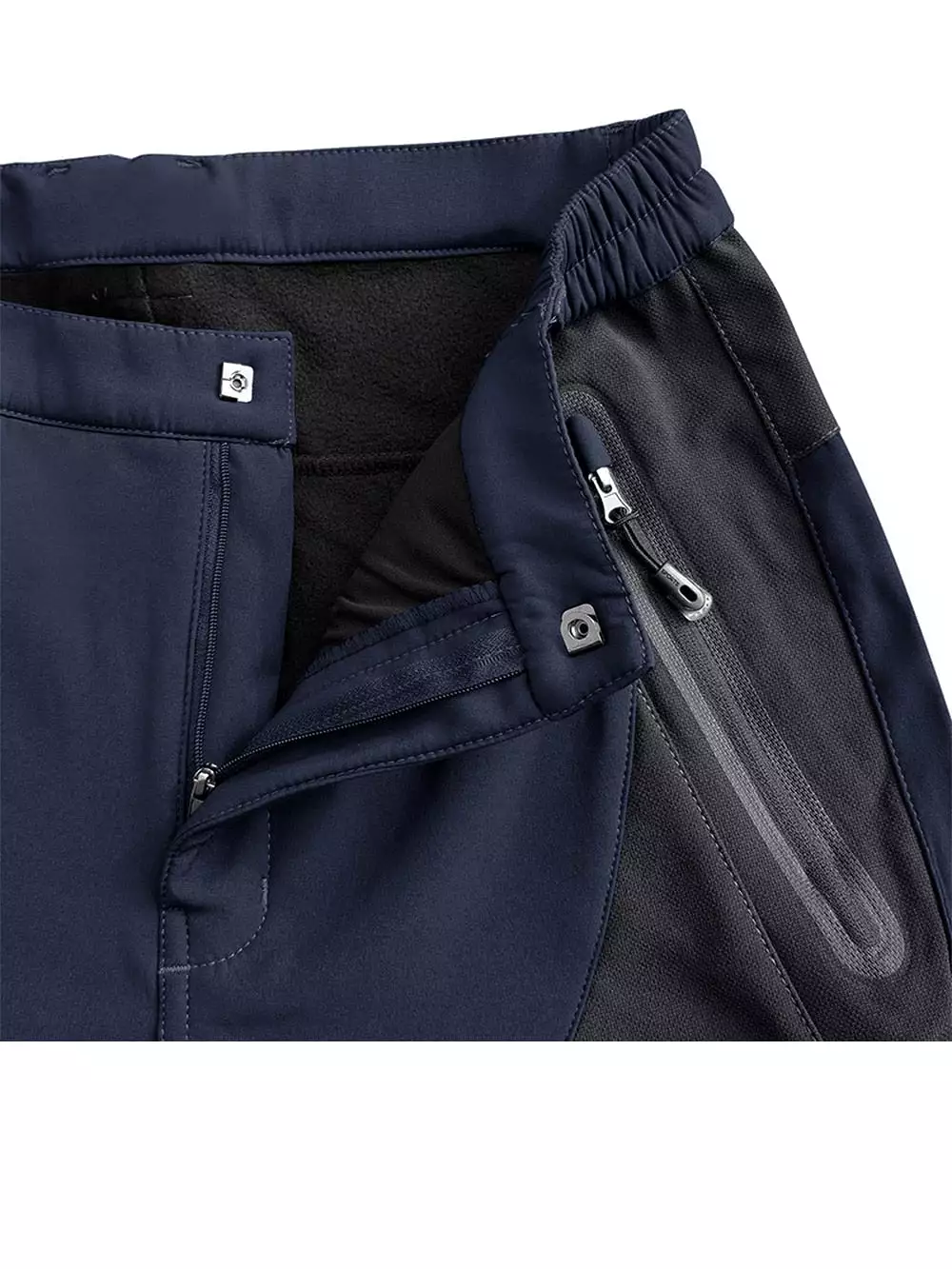 Winter Ski Pants Mens Hiking Warm Fleece Lined Softshell Pants Waterproof Windproof Zipper